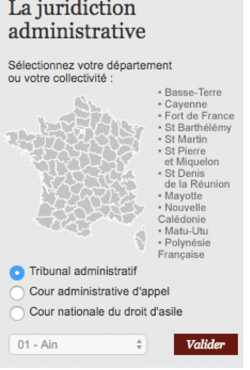 carte juridiction administrative